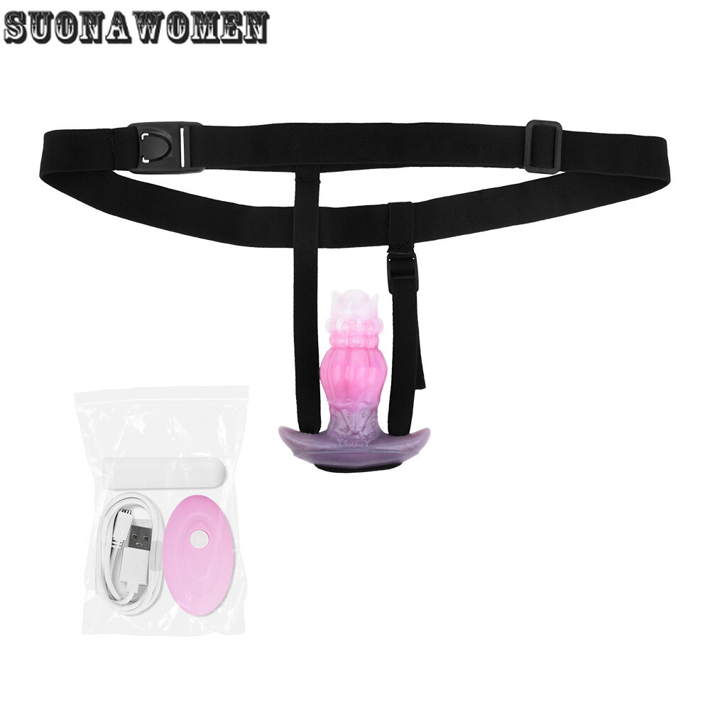 Silicone Anal Plug Vibrating Dildo With Belt Tail Erotic Vibrator Handcuffs Toys