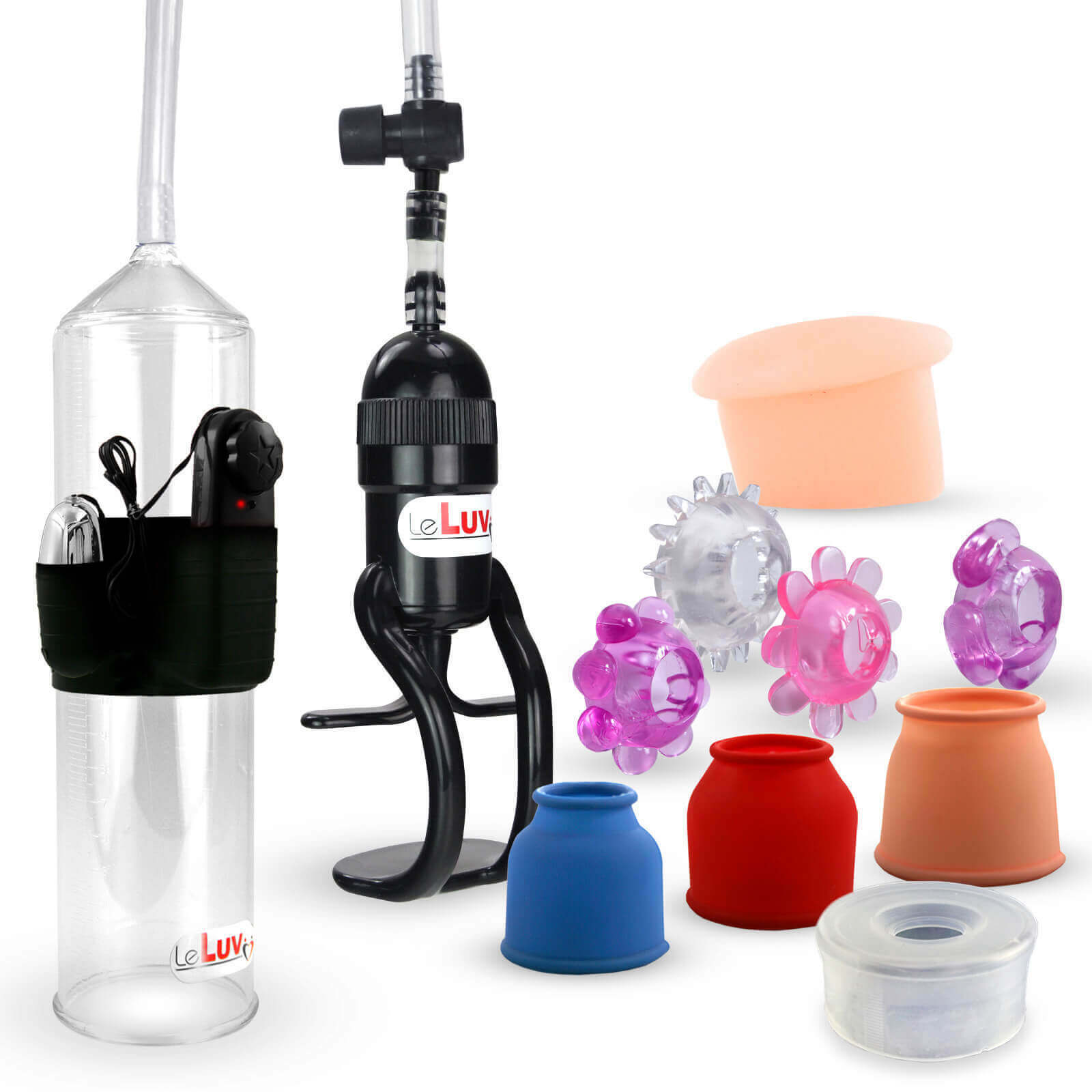 LeLuv Penis Pump with Bullet Zgrip EasyOp 4 Sleeves, Donut Seal, 4 Rings