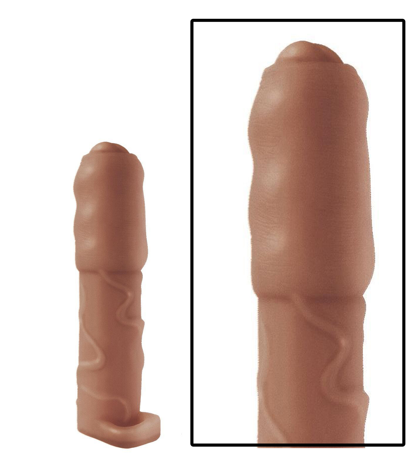 Large Penis Enlarger Extender Vibrating Penis Sleeve With Ball Strap ADD 3″