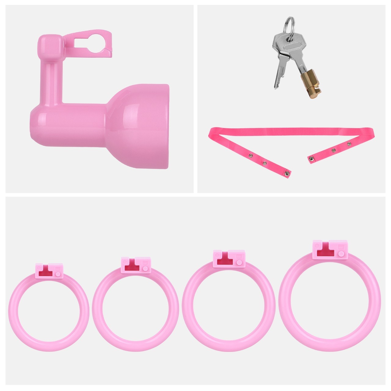 Resin Male Sissy Chastity Device Inverted Cage for Men Locking Belt with 4 Rings