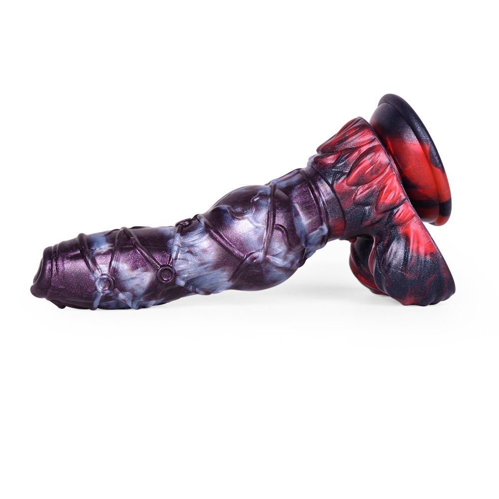 9inch Long Liquid Silicone Fantasy Dildo Skin Feeling Big Knot Penis Suction Cup