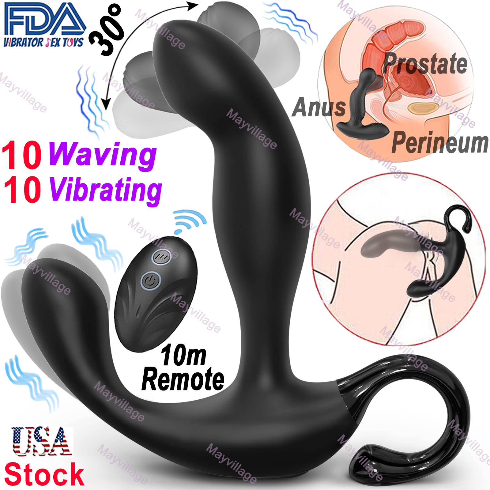 Flapping Anal Dildo G-Spot Vibrator Male Prostate Massager Ring Sex Toys For Men