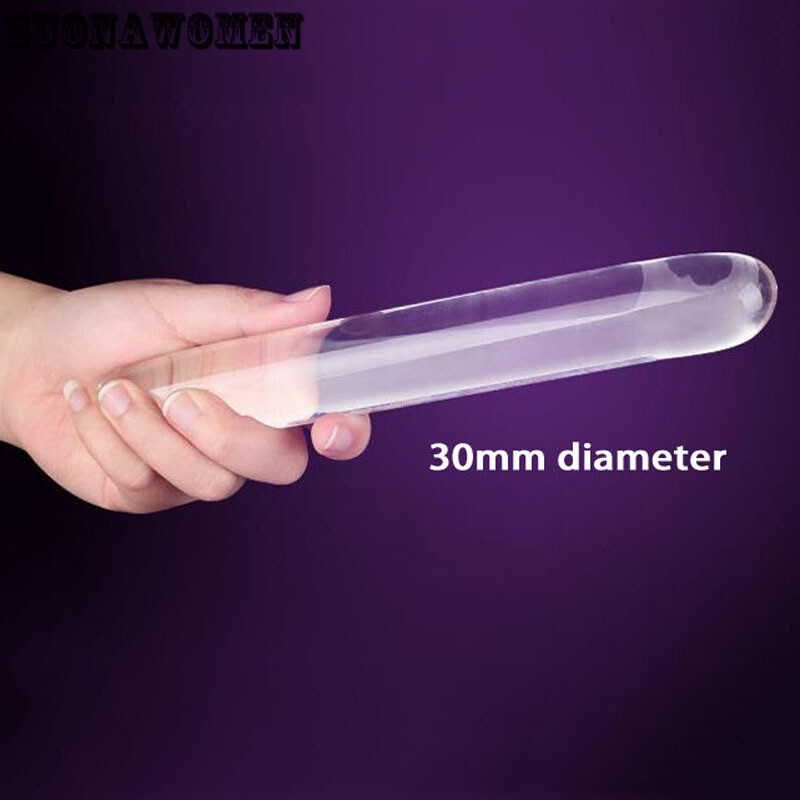 Smooth Cylinder Glass Double Dildo Huge Clear Glass Penis G Spot Dildos Sex Toy