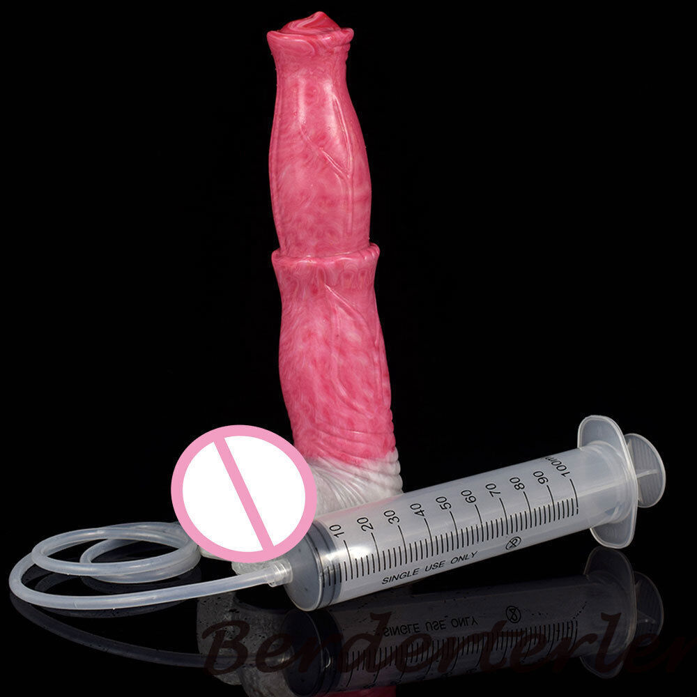 Big Squirt Dildo with Suction Cup Anal Plug Syringe Tube Spray Ejaculation