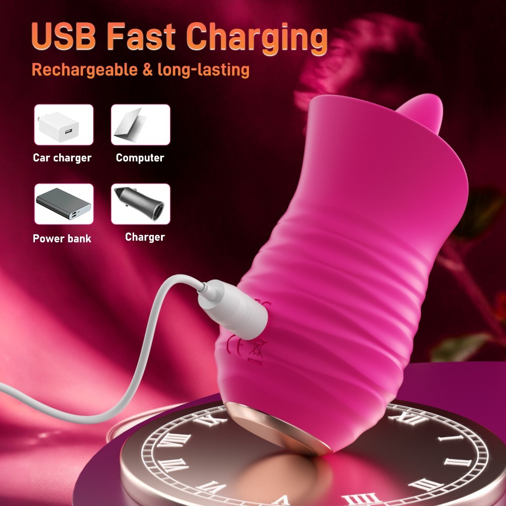 Tongue Licking Clitoral Massager Oral Pleasure Travel Vibrator Sex Toy for Women