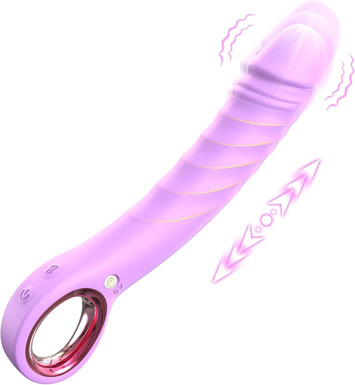 Thrusting Vibrator Dildo, 7 Pulsation & 7 Vibration Modes Sex Toy, Rechargeable