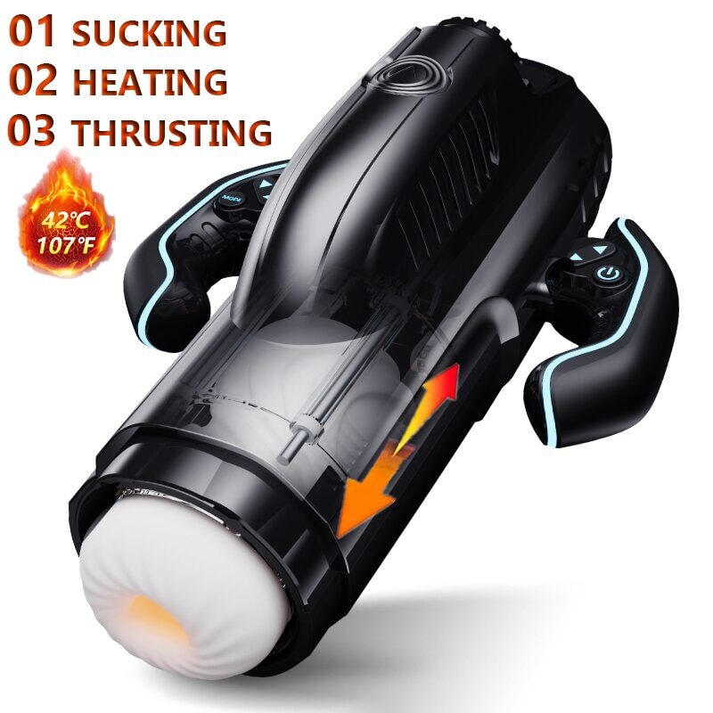 High-Speed Piston Telescopic Sucking Male Vagina Real Pussy Heating Sex Toys