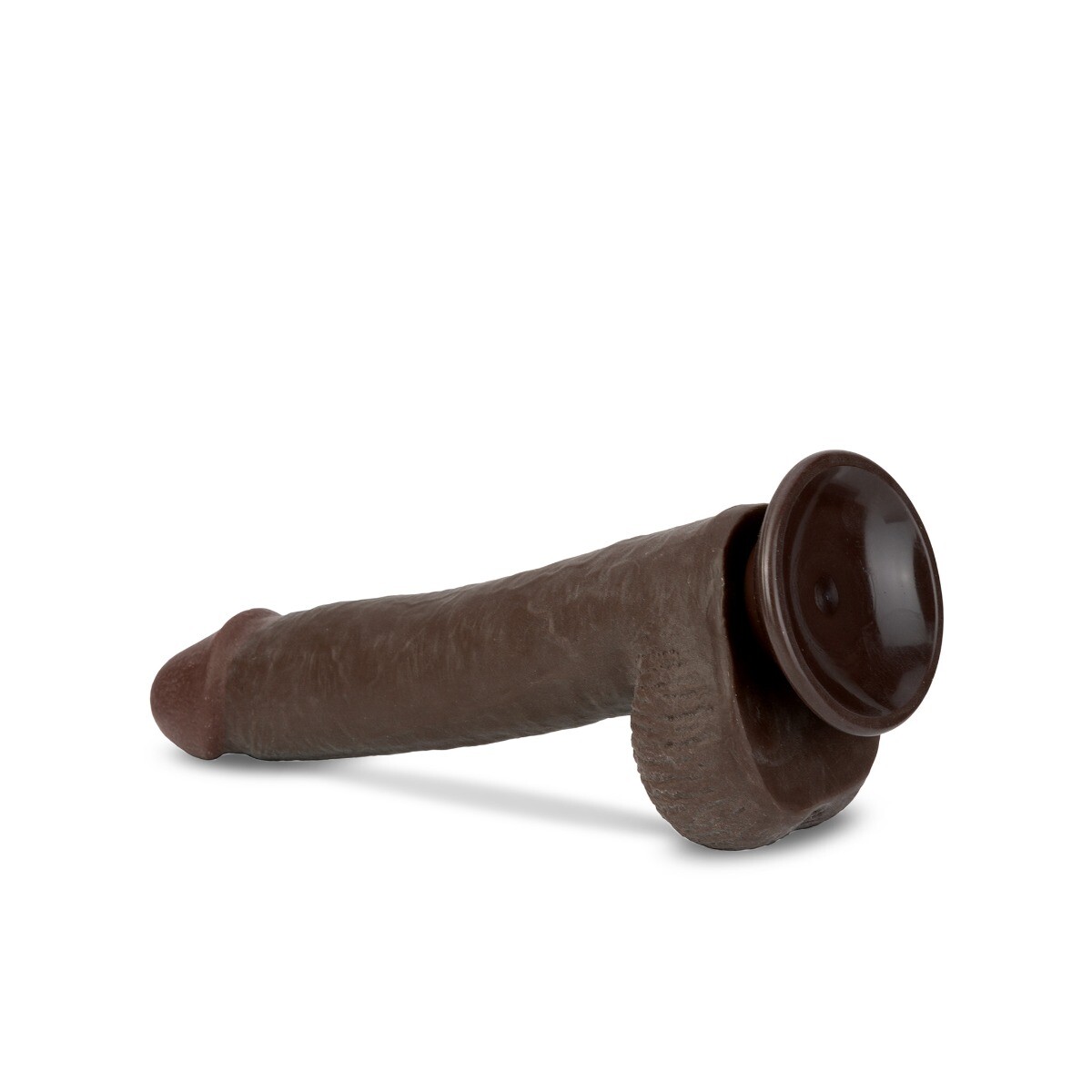 9″ Dual Layer Sliding Skin Realistic Black Dildo Dong Cock with Balls