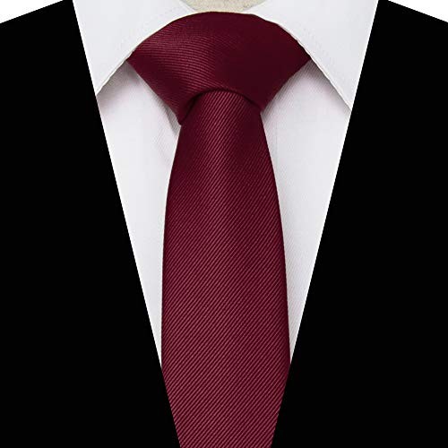 2.4″ Solid Color Skinny Tie for Men Slim Necktie(6cm) Burgundy