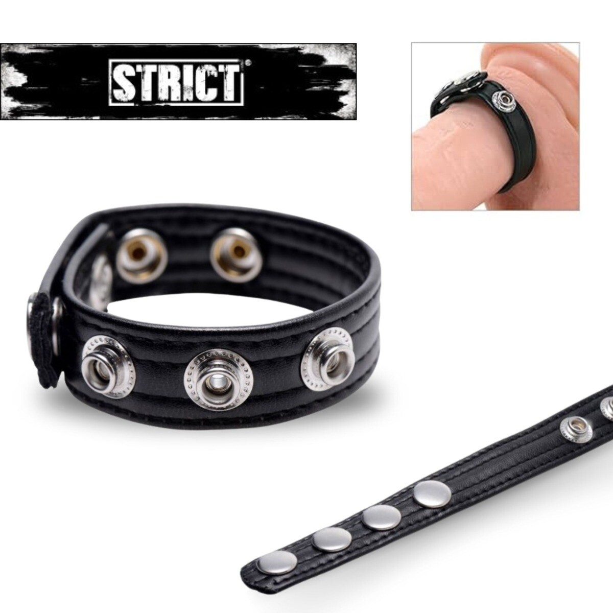 Strict Leather Speed Snap On Cock Ring Harder Erection Male Penis Enhancer