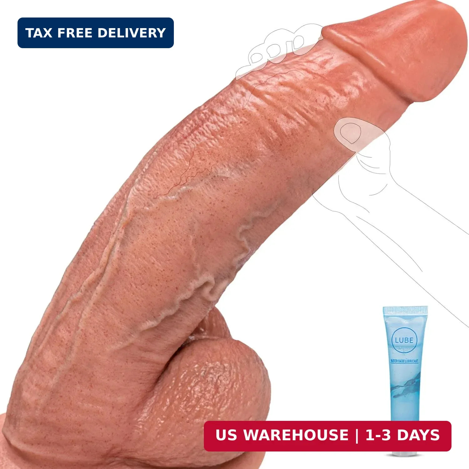 11.2″ Huge Thick Realistic Dildo – 2.9″ Diameter 0° Silicone Real Skin Big Dildo