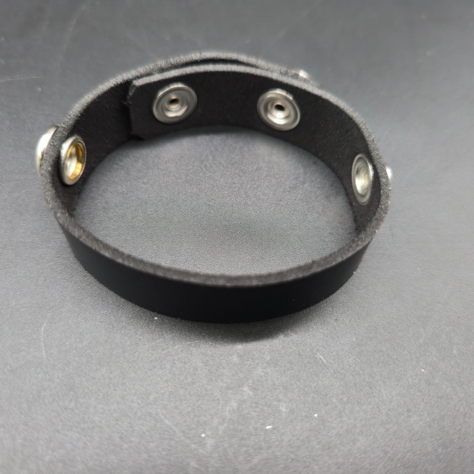 Cock Ring Genuine Leather Black 3 Snap Stainless Snaps Handmade In USA