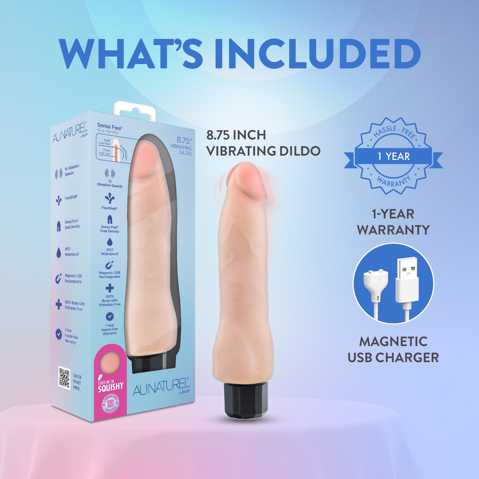 Blush Au Naturel Vanilla Ice 8.75 Inch Realistic Vibrating Dildo Adult Sex Toy