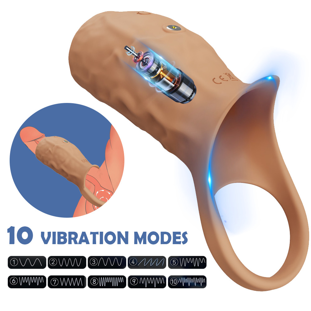 Vibrating Cock Male Penis Extension Sleeve Girth Ring Enhancer Enlarger Men Toy