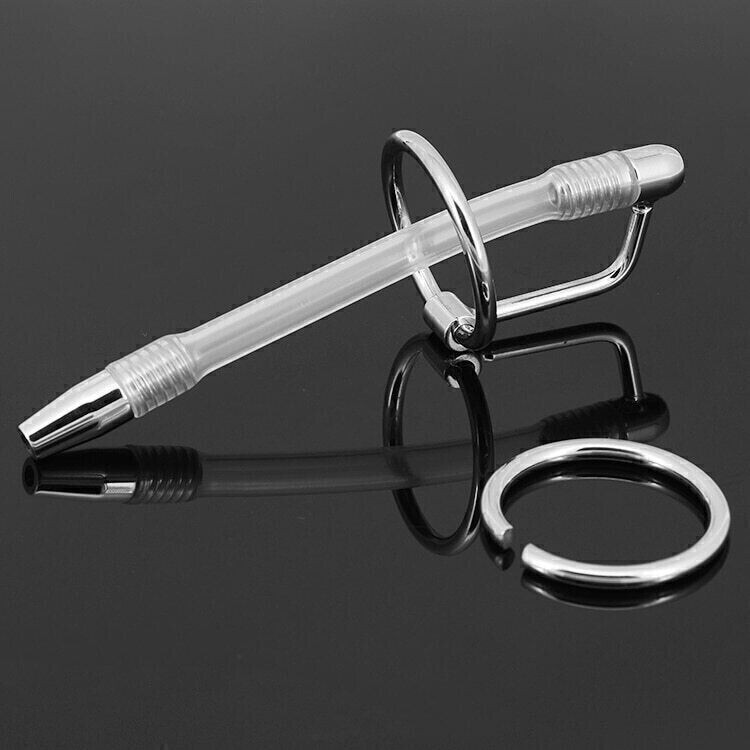 Cock-Plastic-Pipe-with-Penis-Ring-Stainless-Steel-Urinary-Fetish-Chastity-Toy