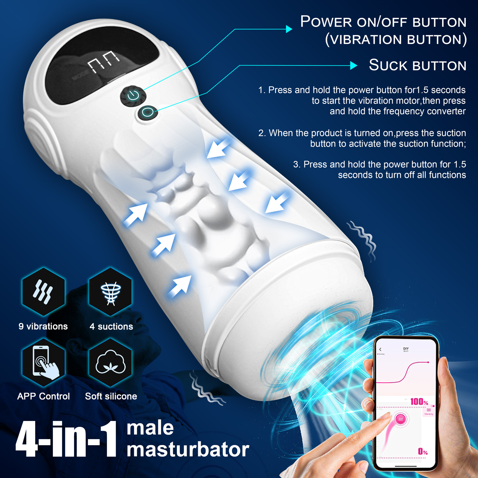 Automatic Masturbaters Cup Sucking HandsFree Massager Stroker Blowjob Sex Toys