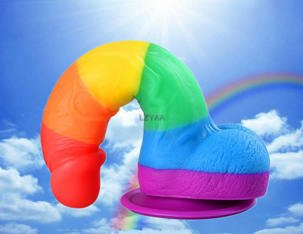 Adult Sex Toys Realistic Dildo Suction Cup Rainbow Penis Silicone Cock 7.7 inch