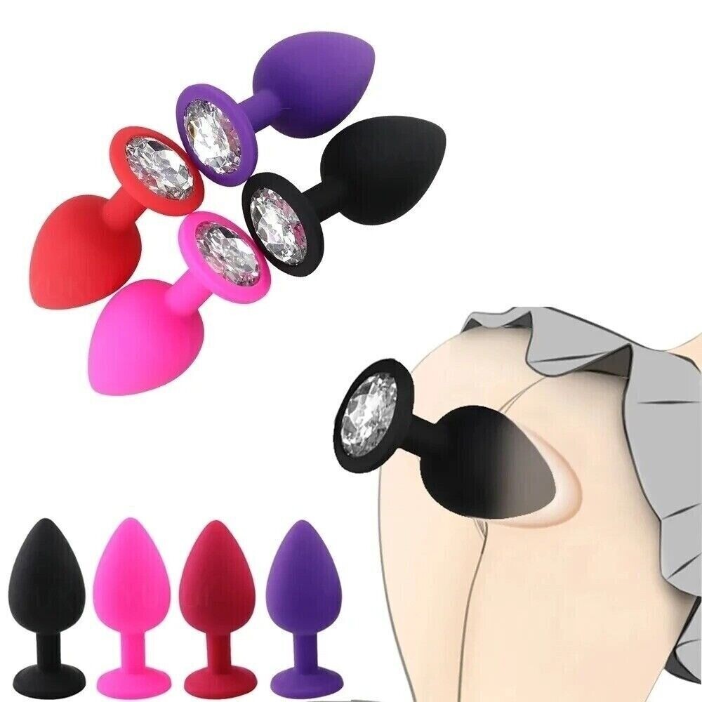 Silicone-Anal-Butt-Plug-Set Chastity-Couple-Jewel-Dildo BDSM Women-Masturbator