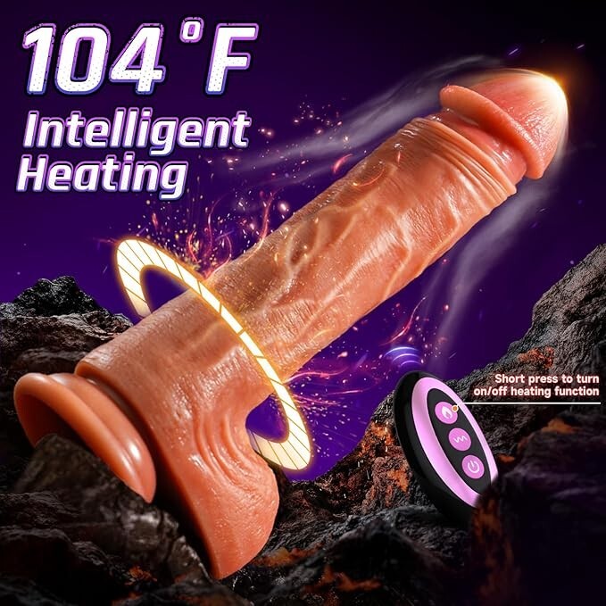 Thrusting Dildo Sex Toys Vibrator – Penis with 9 Vibrating Thrusting & Heating