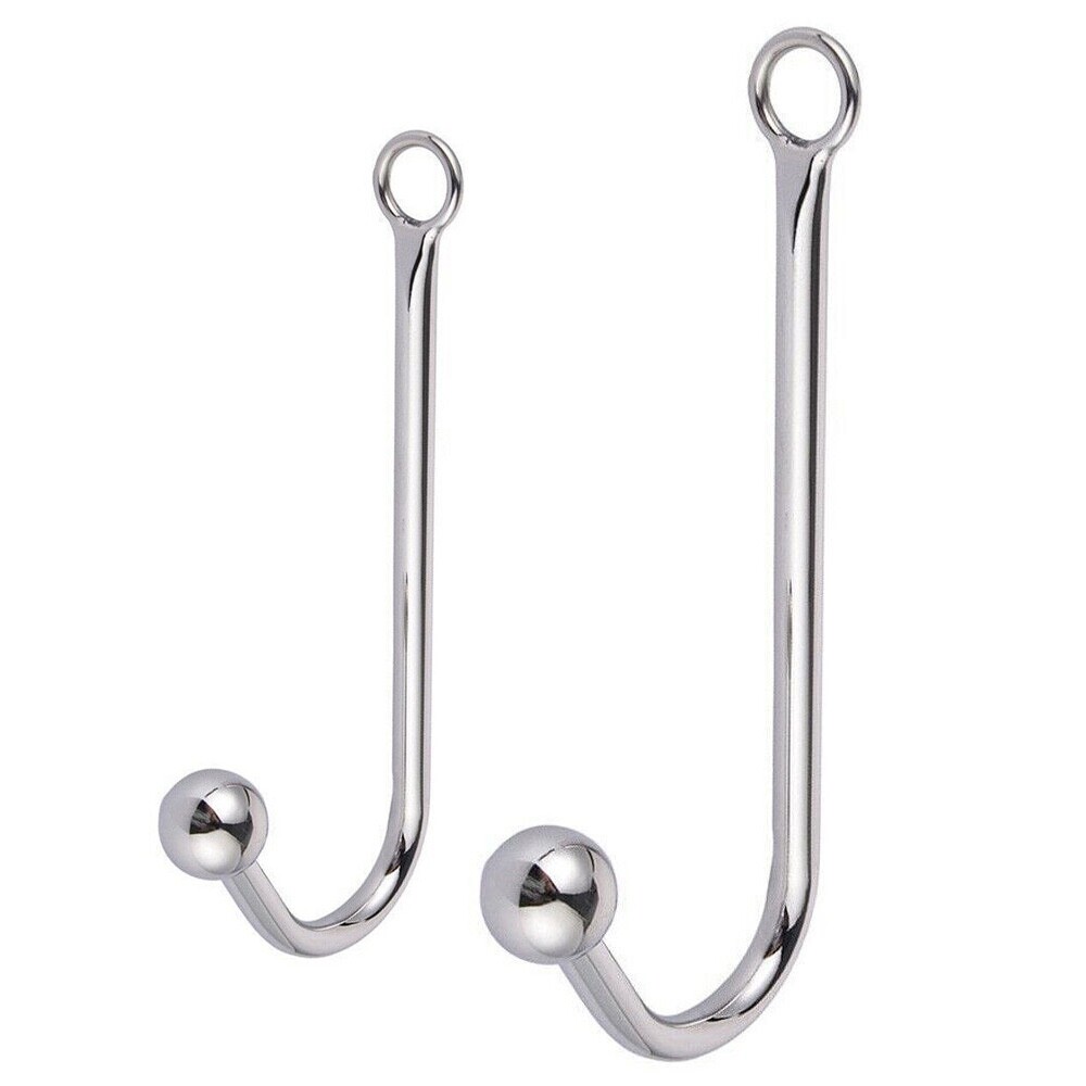 6.5 & 9 inch Stainless Steel 1 Single Ball Anal Hook Set for BDSM Bondage Sex