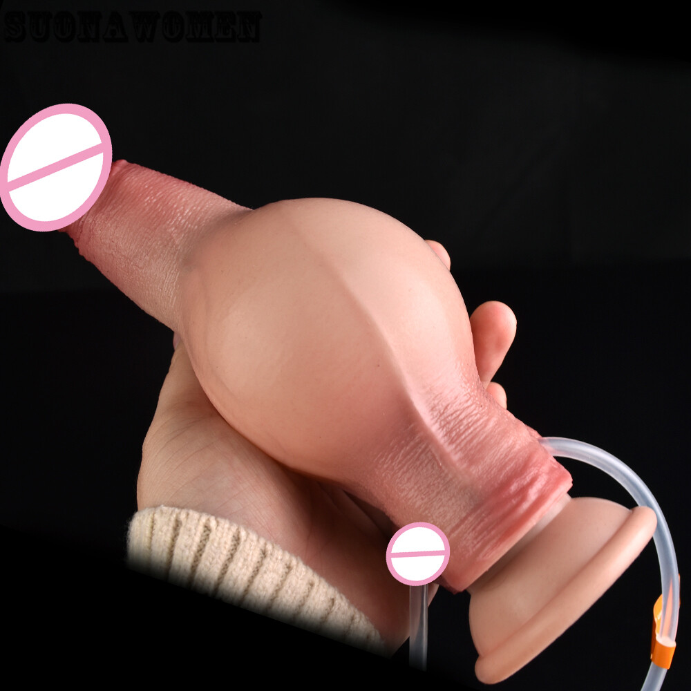 Silicone Squirting Dildo Inflatable Skin Feeling Anal Plug Inflate Trainer Toys