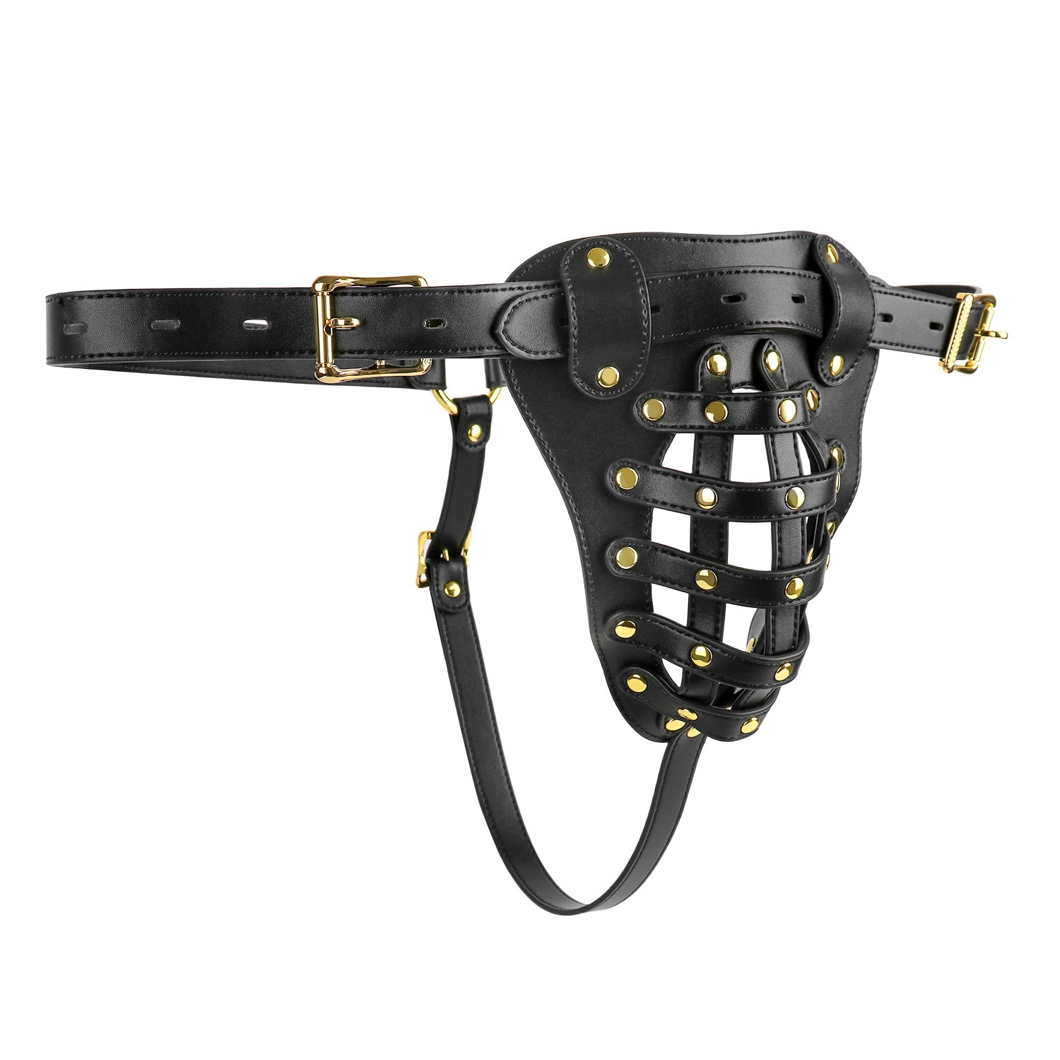 PU Leather Thong Underwear Chastity Pants Belt Body Harness Restraints For Male