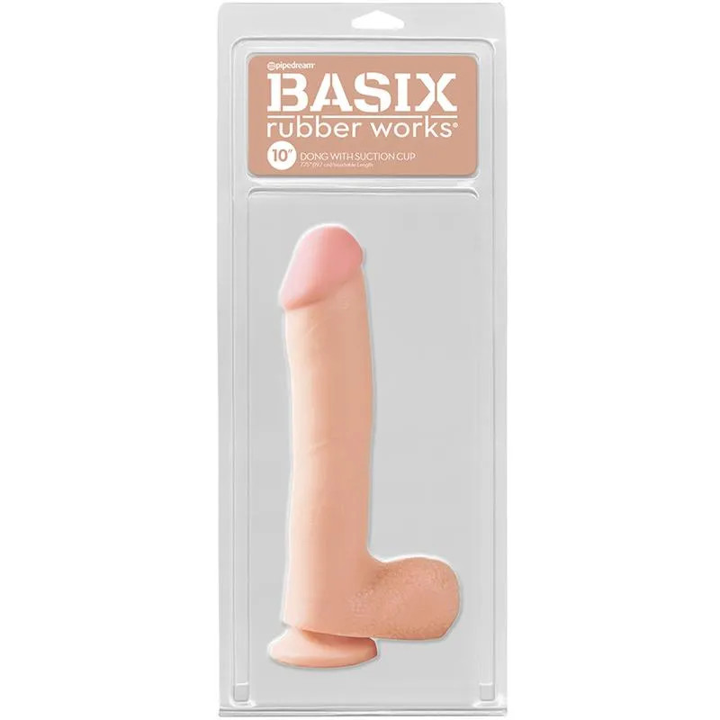 Basix Rubber Works Dong with Suction Cup-Light 10″