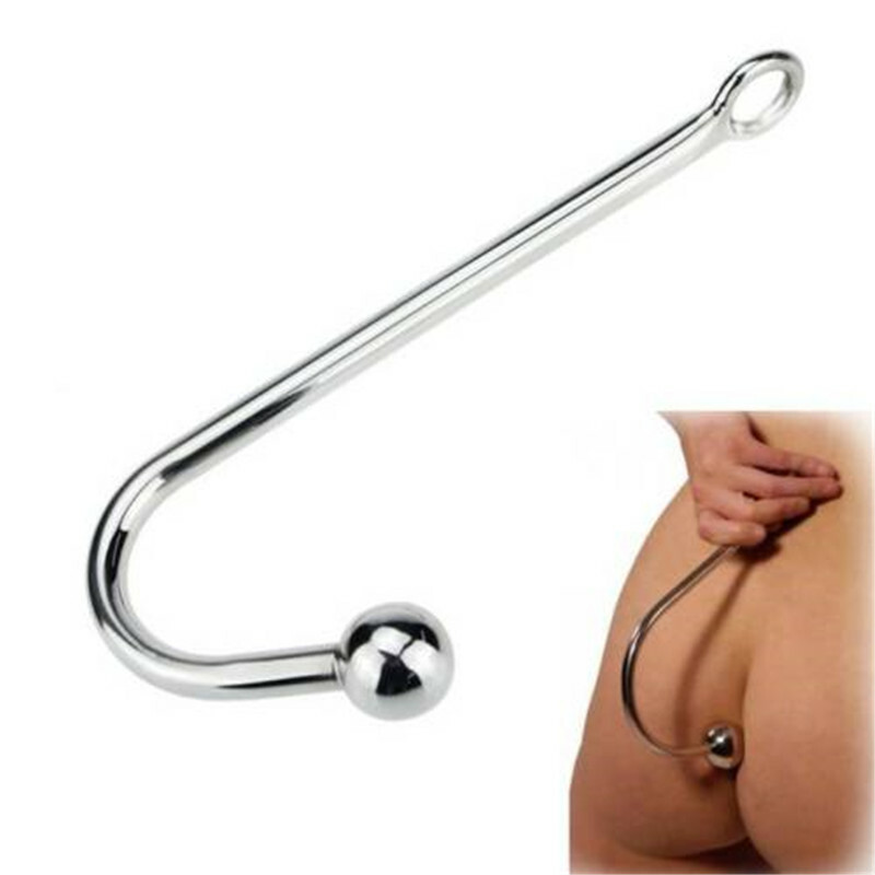 Stainless Steel Anal Hook With 1 2 3 Ball Anal Cleek Rope Hook Adult US SHIP EBS
