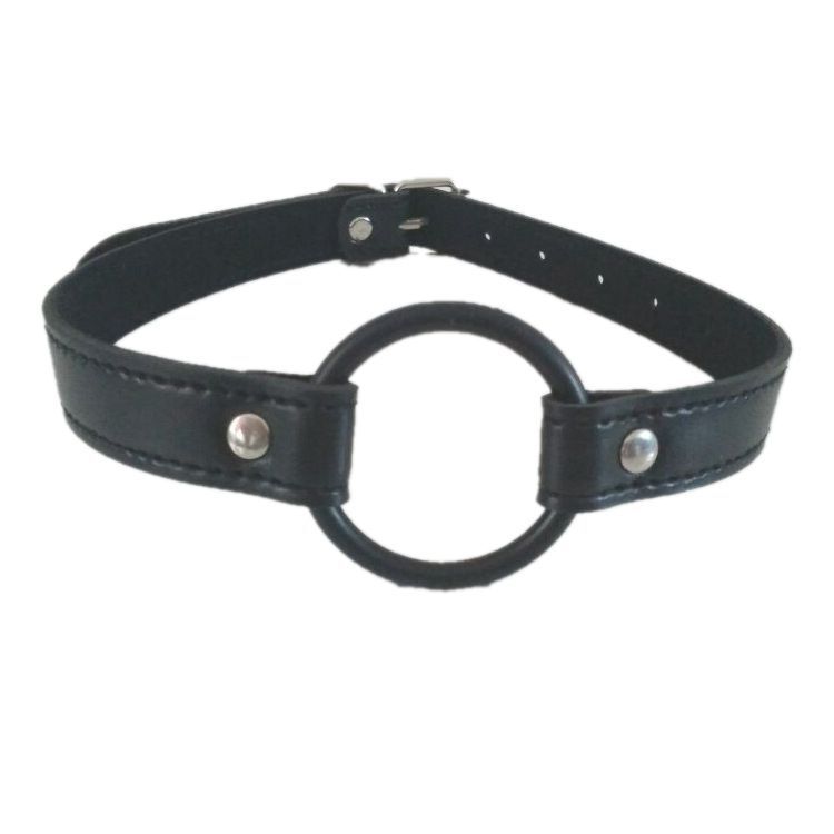 Black O Ring Sex Love Toys Mouth Gag Leather Bondage BDSM Flirt Toy For Women