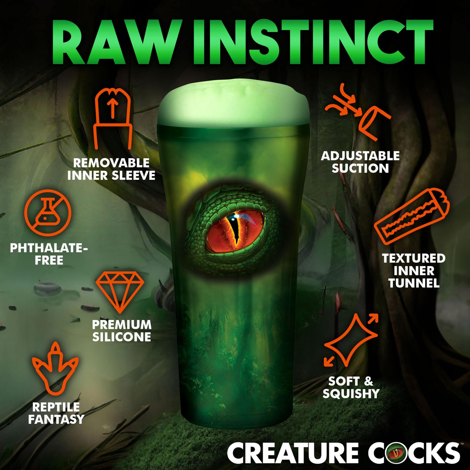 CREATURE COCKS Raptor Reptile Stroker for Men & Couples. Soft & Stretchy, Unique