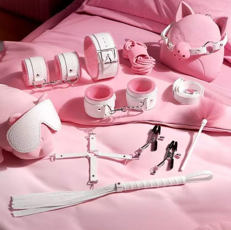 Beginner Friendly Bondage Set 12 Pieces Fur and Leather with Privacy Packaging