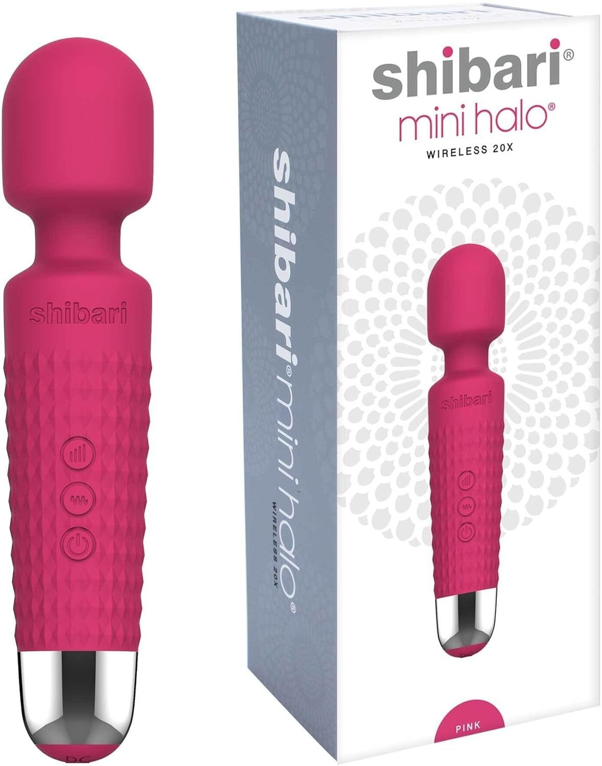 Shibari Mini Halo Vibrator, Rechargeable Wand Massager, Waterproof Vibe (Pink)