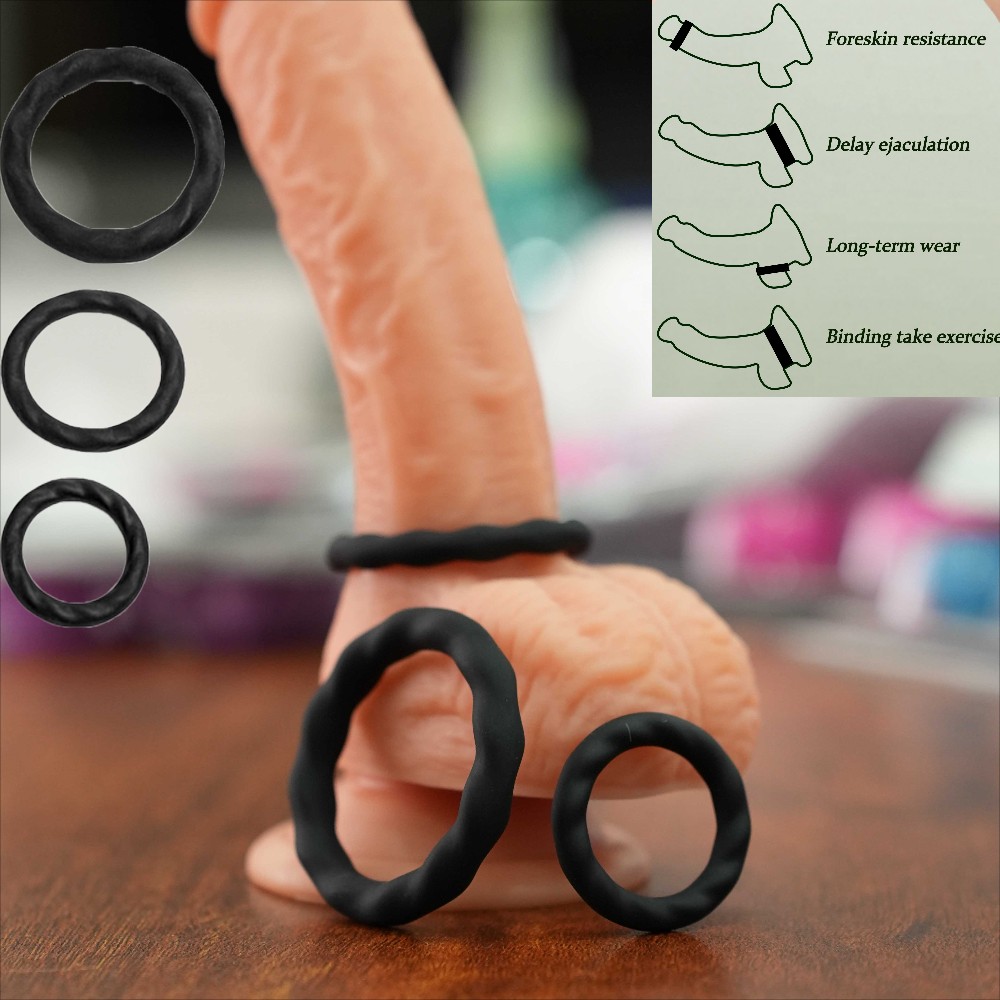 3pcs Cock Rings Super Strong Stretchy Stay Hard Penis Silicone Enhancer Sex Toys