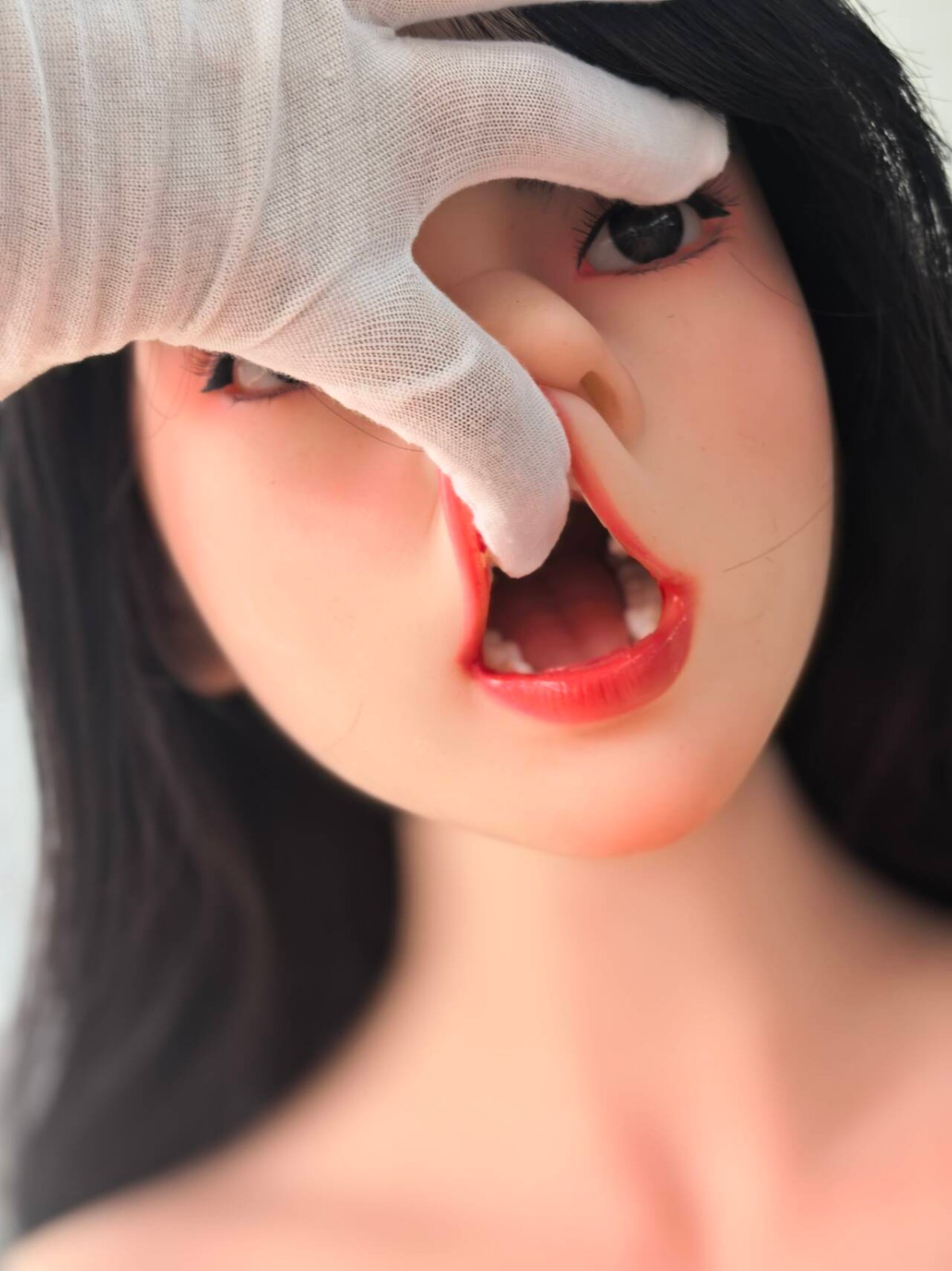 ROS Silicone Head Asian Beautiful Sex Doll Heads Man Blowjob Oral Sex Toy