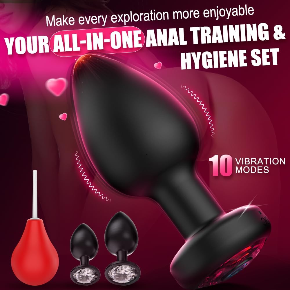 Yolodit 4PCS Anal Training Kit Anal Plug Adult Sex Toys, Silicone Vibrating B…