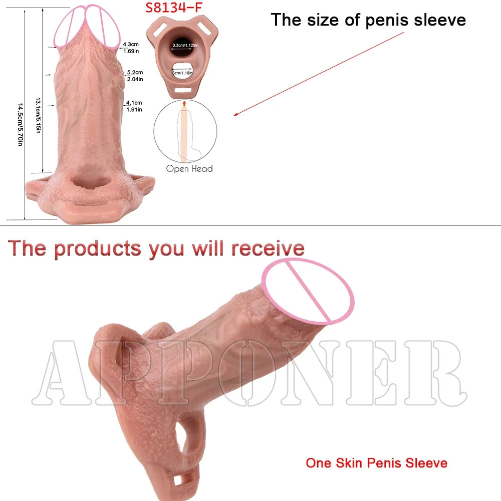 Lifelike Silicone Penis Sleeve For Adult Men Soft Dick Extender Reusable Condom