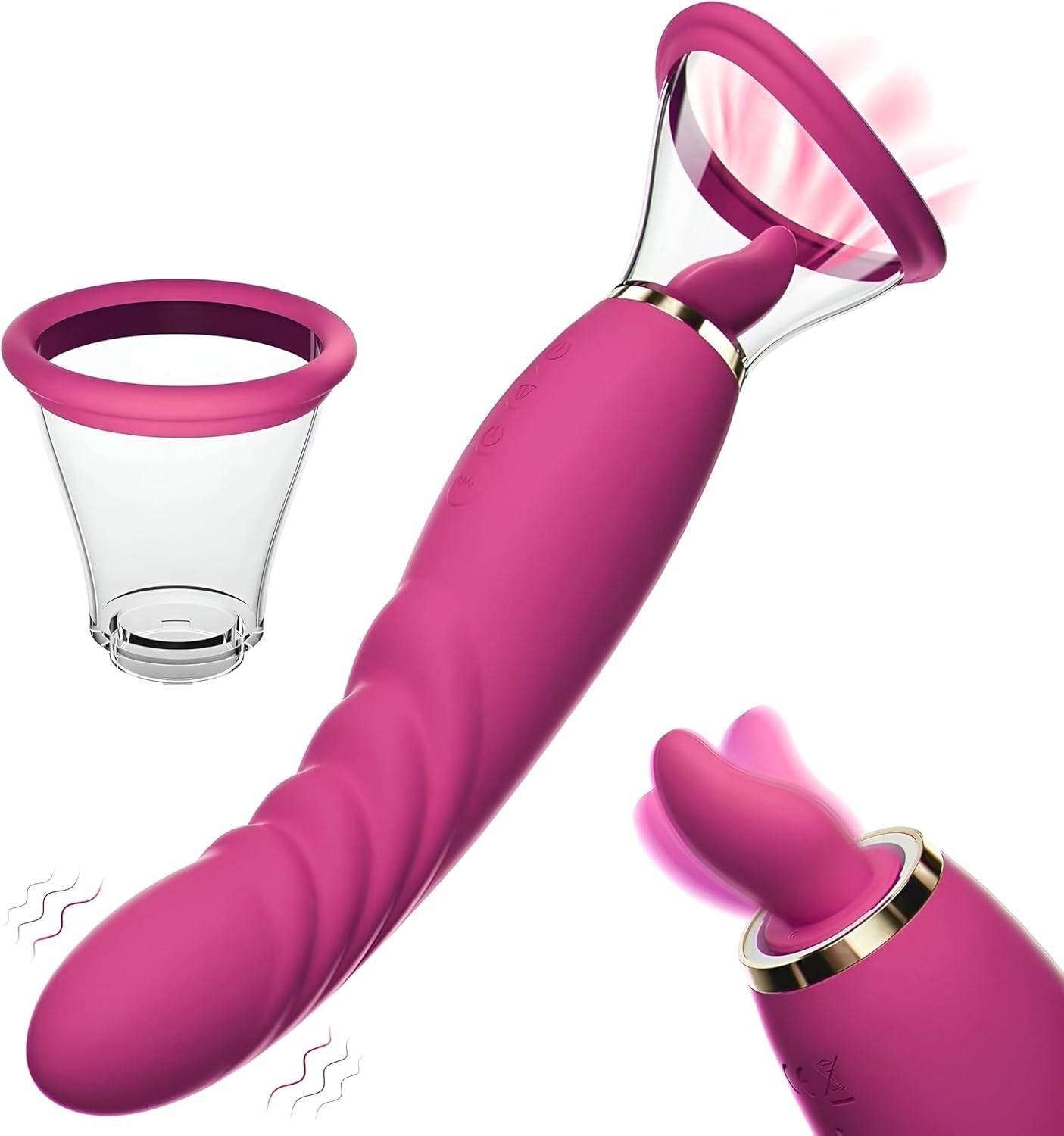 Clit Licker 3-in-1 Heating G-Spot 10 Vibrator,Waterproof Tongue Licking Sex Toy