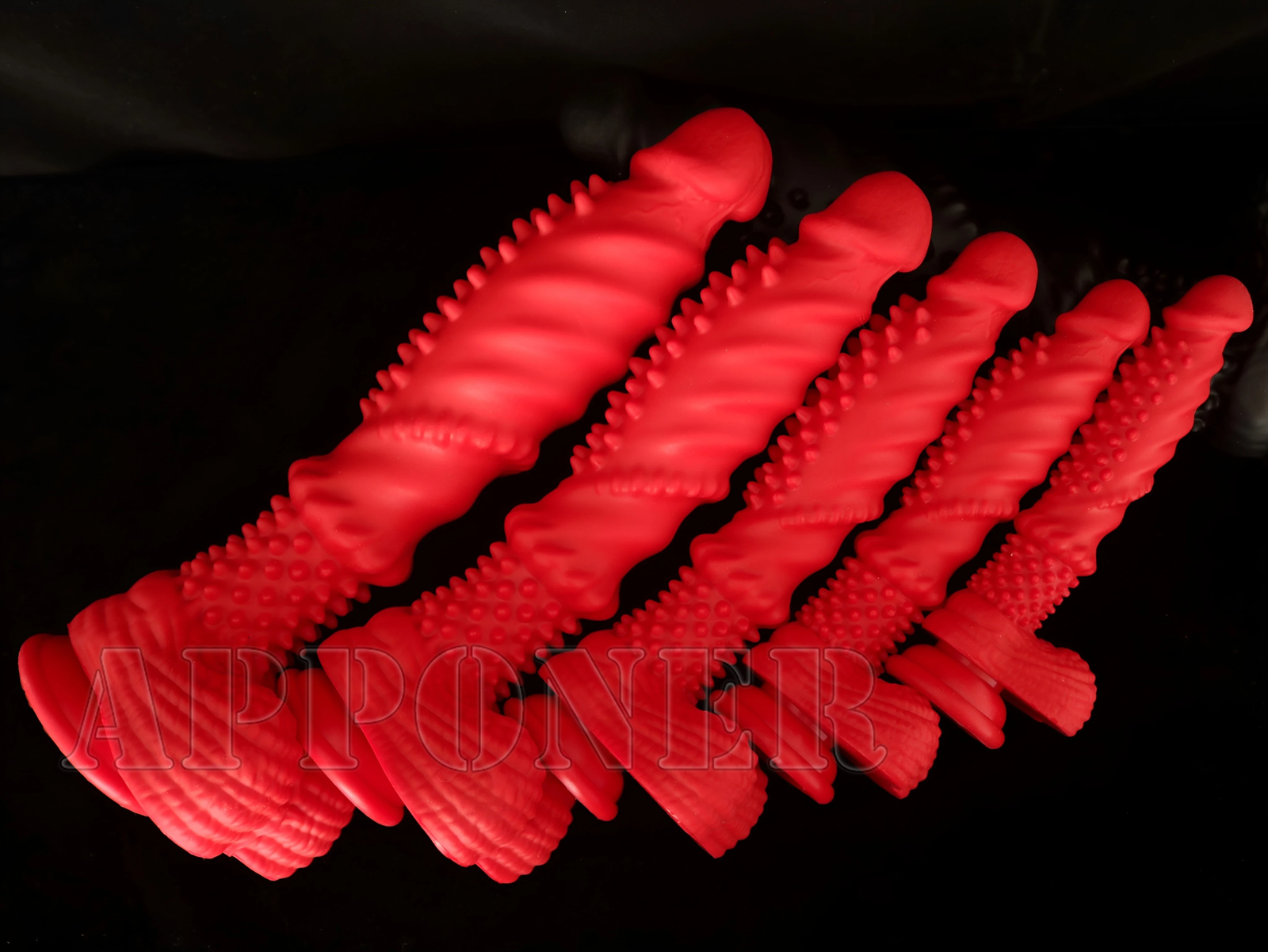 Black Red Dildo With Spikes Silicone Dildo With Suction Cup 38cm Long Penis Toys