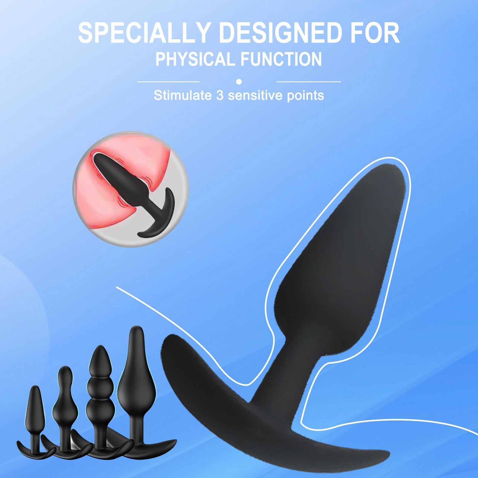Anal Butt Plug 4PCS Set Flared Base Silicone Anal Plug Training Kit Men Women