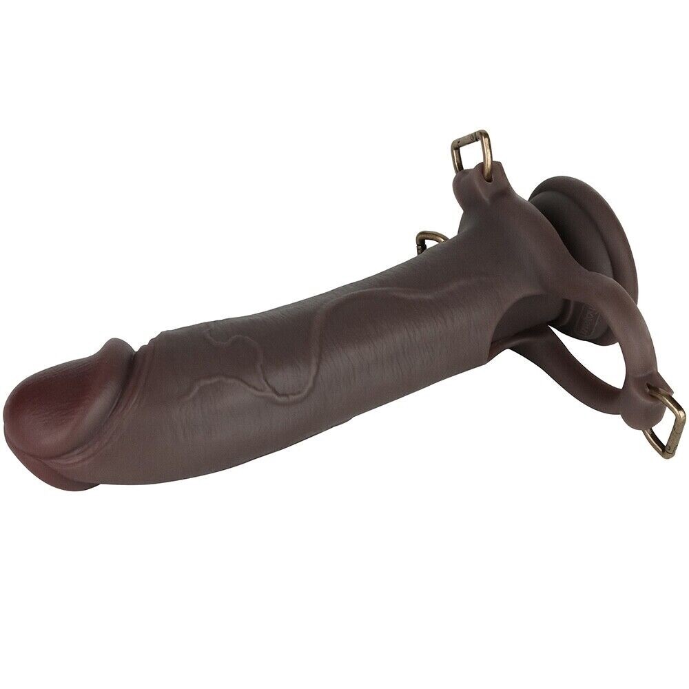 10 inch Silicone Hollow Strap On Set with Rod & PU Leather Harness ED for Men