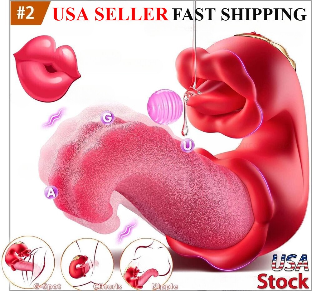 Rose Tongue Vibrator Clit G-Spot Dildo Massage Licking Oral Sex Toy Women Orgasm