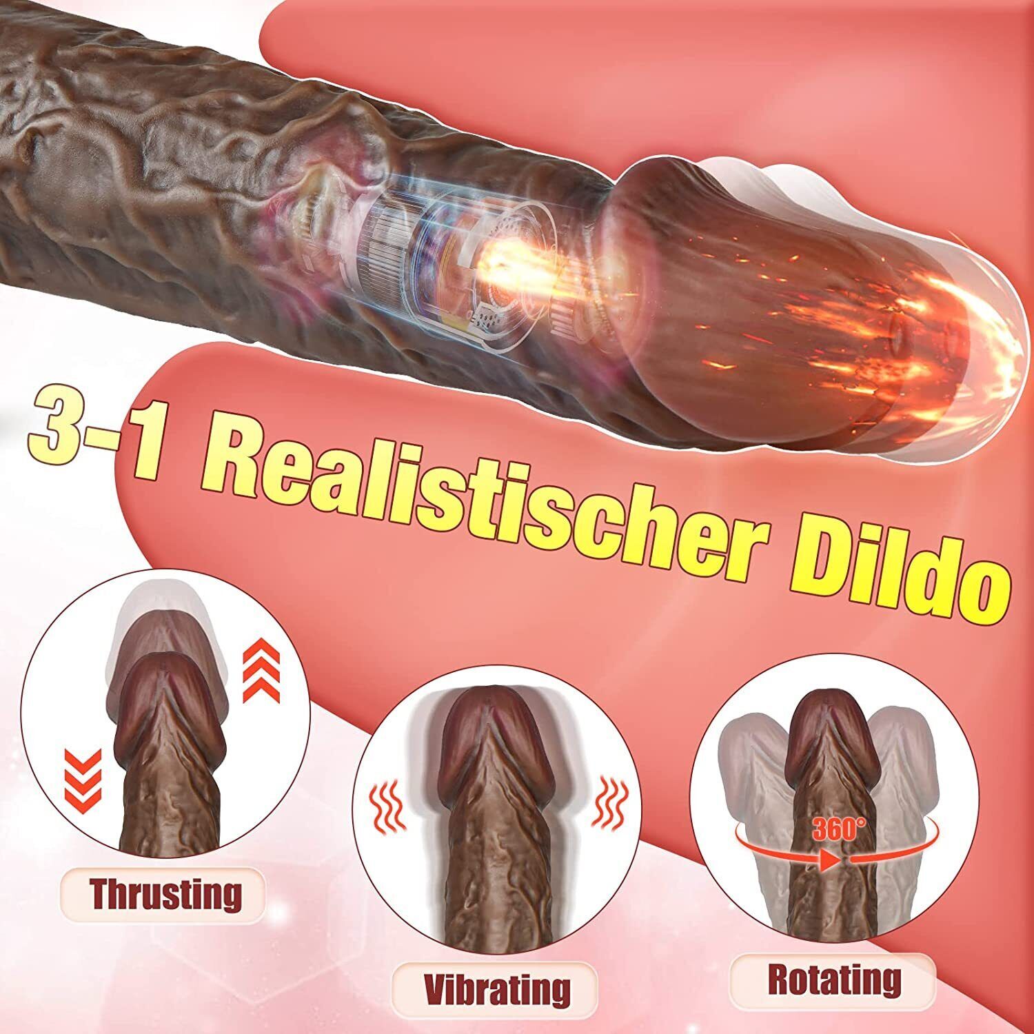 Automatic 10 Thrusting Dildo Sex Machine For Women Hands-Free Sex Toys Brown