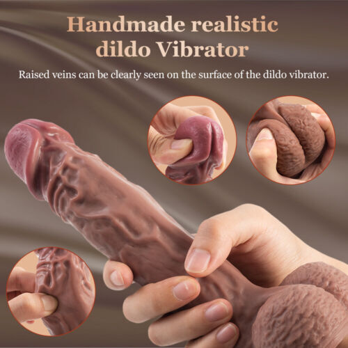 Brown Realistic Warming Peristaltic Suction Cup Penis Vibrator Sex Toys USA 1PC