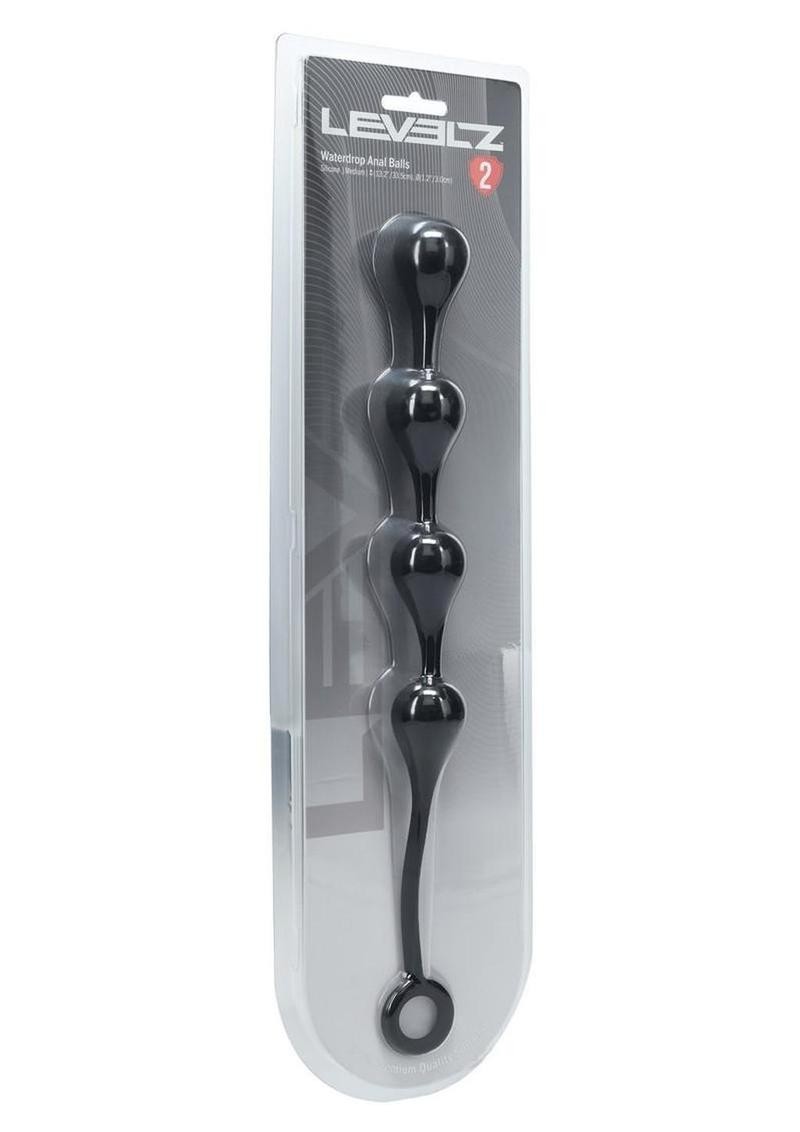Levelz Waterdrop Silicone Anal Balls – Medium 30mm – Black