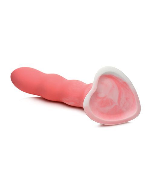 Curve Toys Simply Sweet 7″ Wavy Silicone Dildo Pink/White
