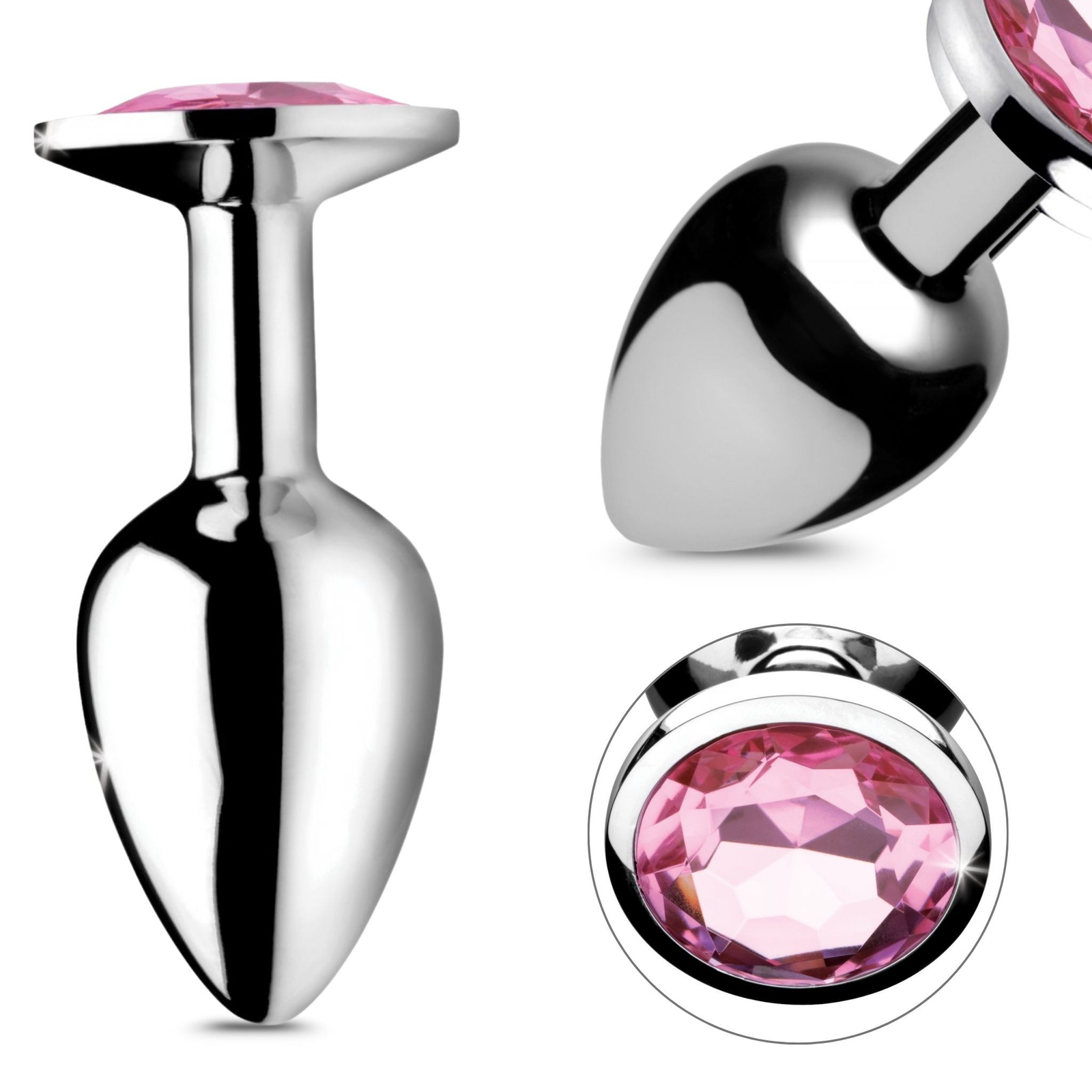 Booty Sparks Aluminum Alloy Pink Gem Beginner Anal Butt Plug Small