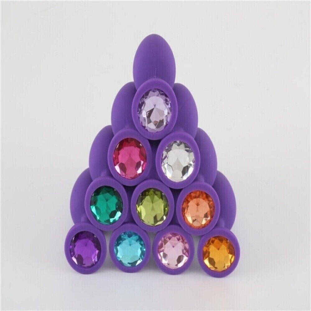 Silicone-Anal-Butt-Plug-Set Chastity-Couple-Jewel-Dildo BDSM Women-Masturbator