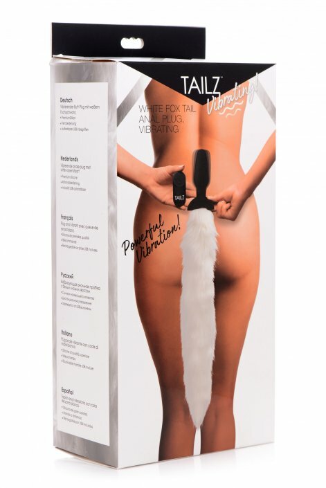 XR Brands Tailz – White Fox Vibrating Tail and Anal Plug Set – Remote Control