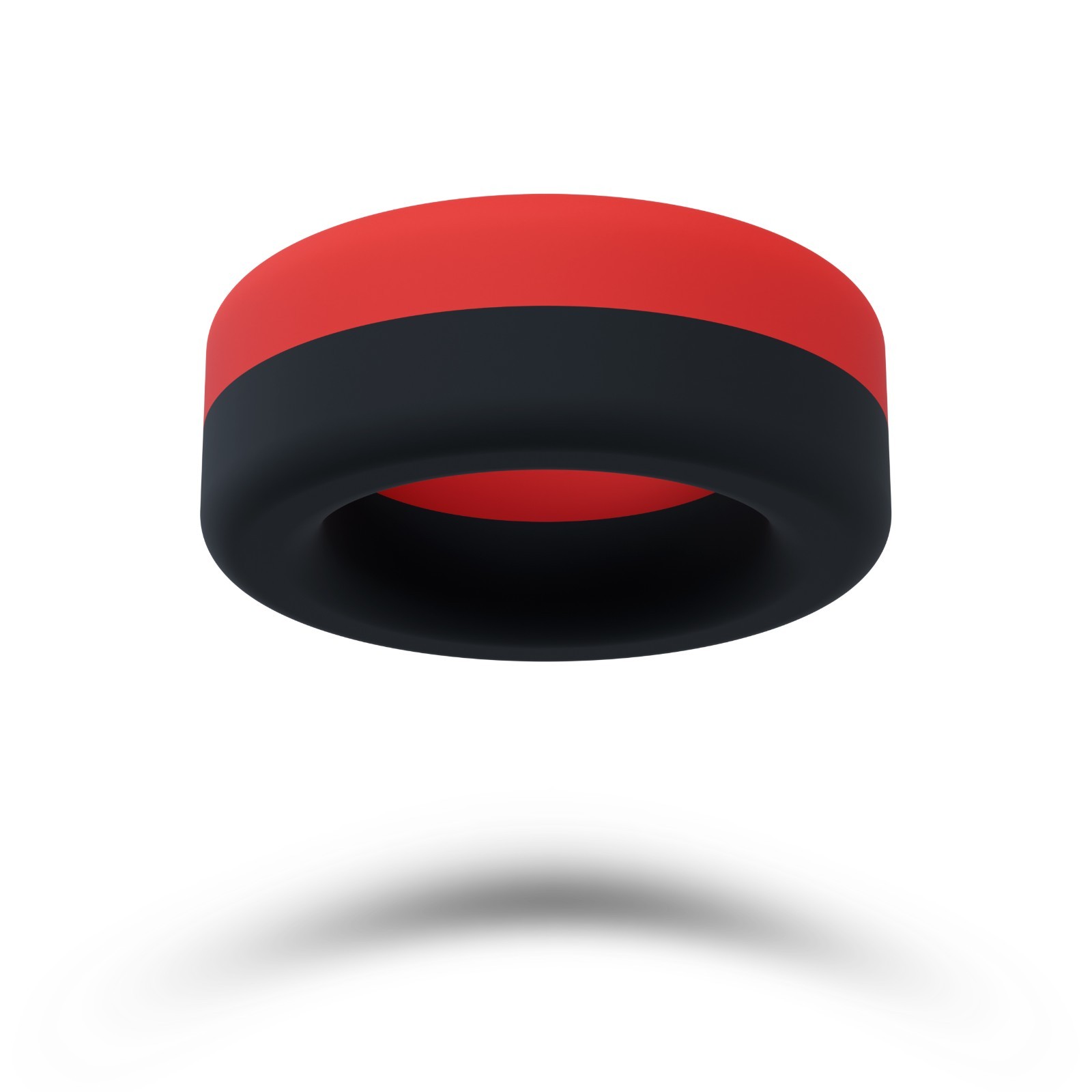Eden Thick Silicone Cock Ring, Super Stretchy Stamina Support, Black & Red