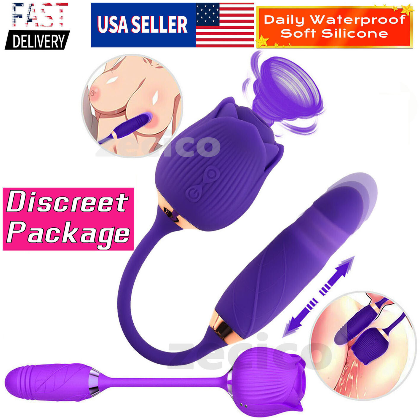 Thrusting Sucking Vibrator Clit Sucker Nipple G Spot Vibrating For Women